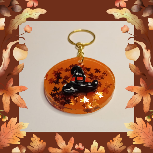 Witch Hat autumn orange keychain
