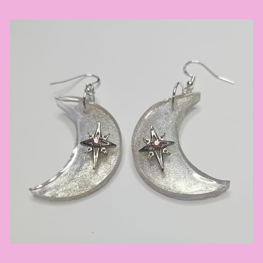Silver moon earrings
