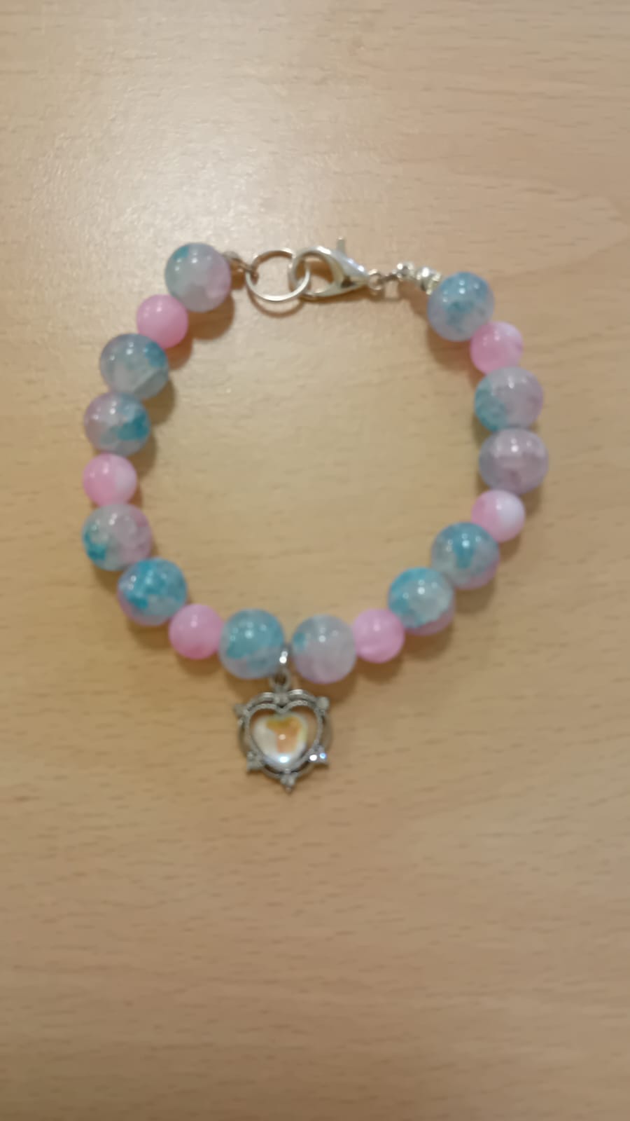 Blue and pink heart bracelet