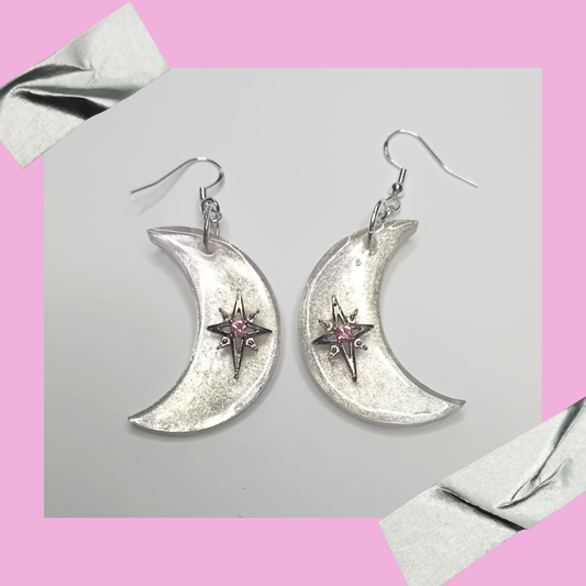 Silver moon earrings