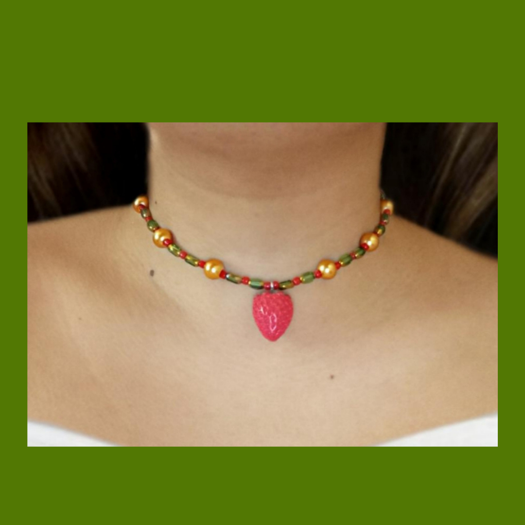 Golden Pearl Strawberry Necklace