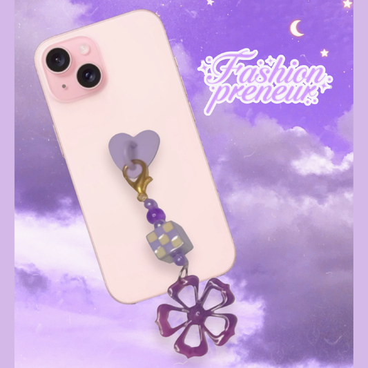 Flower purple phone charm