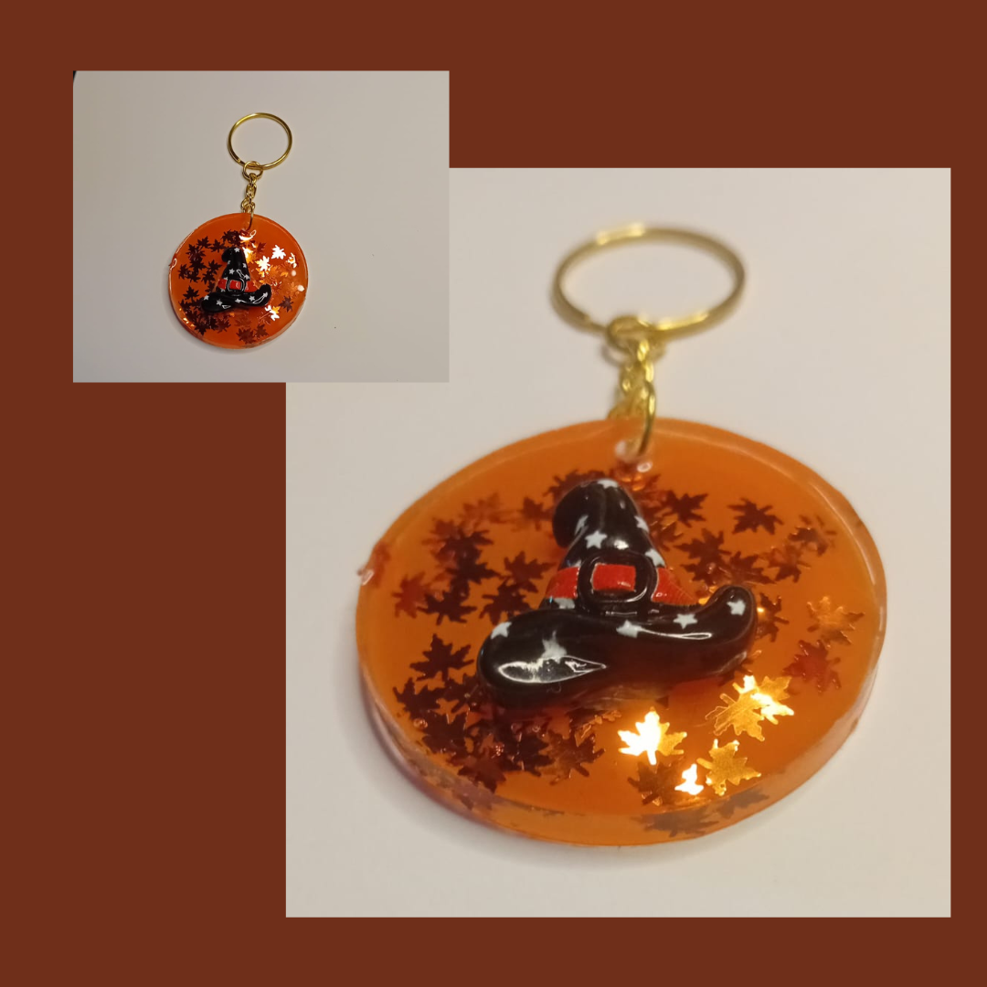 Witch Hat autumn orange keychain