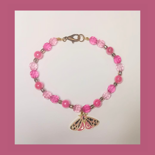 Pink moth bracelet