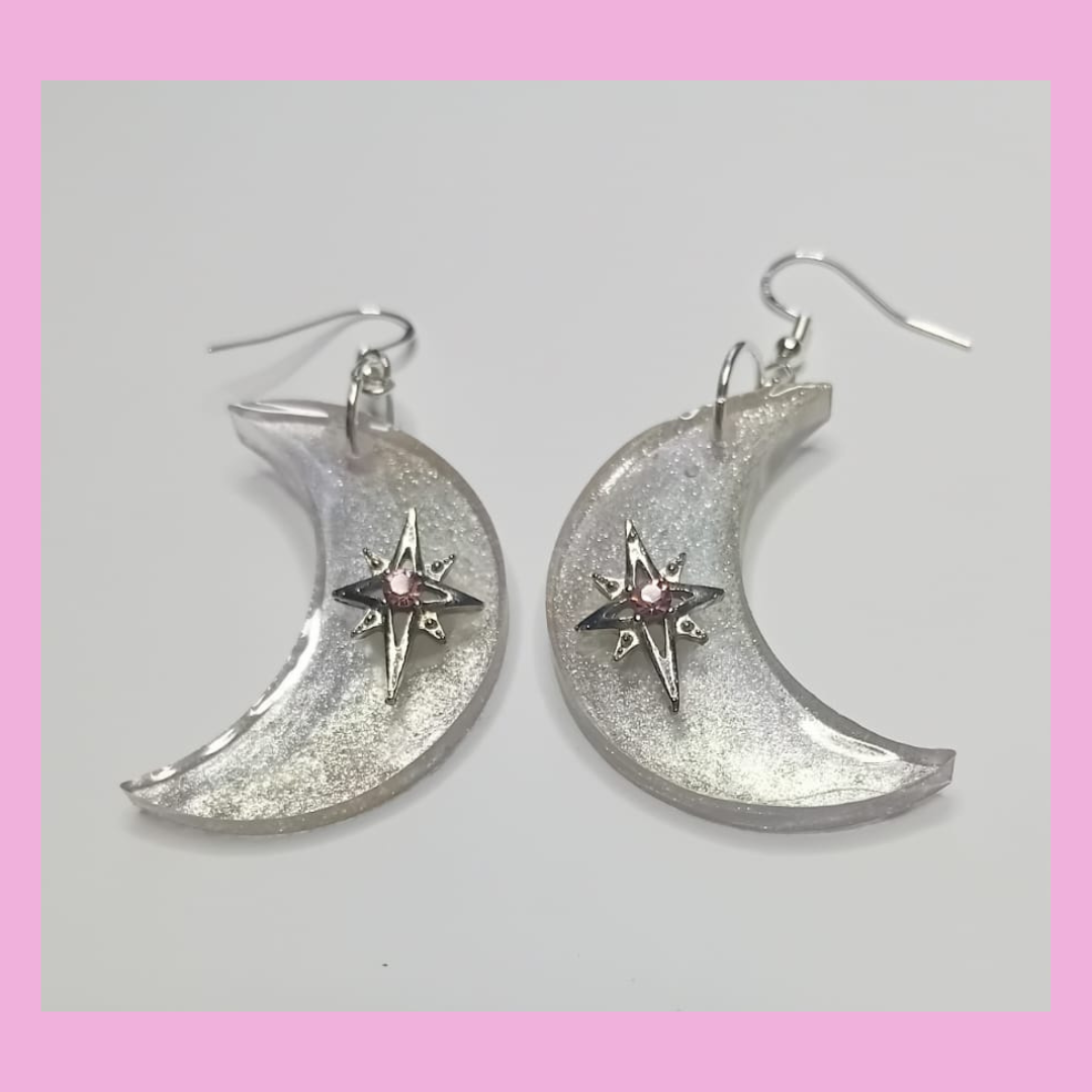 Silver moon earrings