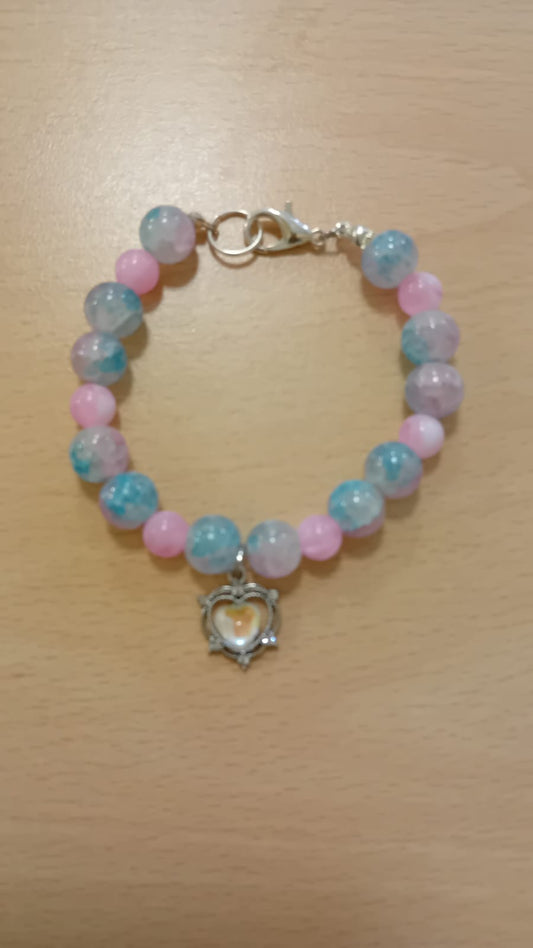 Blue and pink heart bracelet