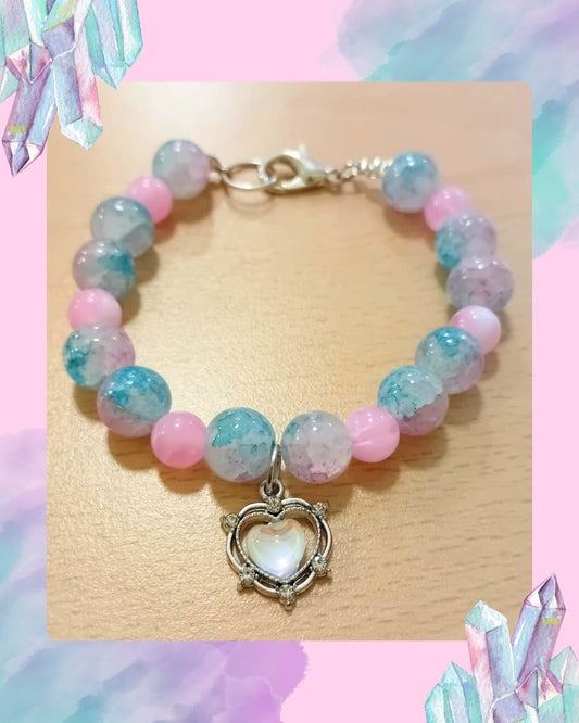 Blue and pink heart bracelet