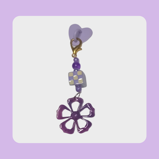 Flower purple phone charm
